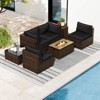 Costway 7 Pieces Outdoor Furniture Set with 32" Fire Pit Table and Propane Tank Cover Black/Navy/Red/White/Turquoise - 4 of 4