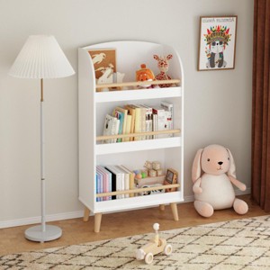 Yukimo Kids Bookshelf - 3-Tier White Bookcase, Book Organizer, and Toy Storage Cabinet Organizer - 1 of 4