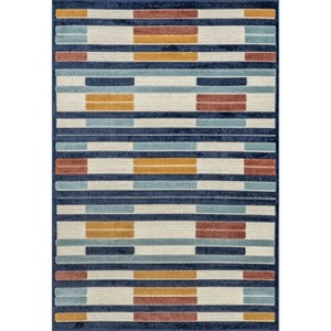 Nuloom Ainslee Striped 5x8 Indoor/Outdoor Area Rug for Living Room Patio Deck Front Porch Kitchen, Blue Multicolor - 1 of 4