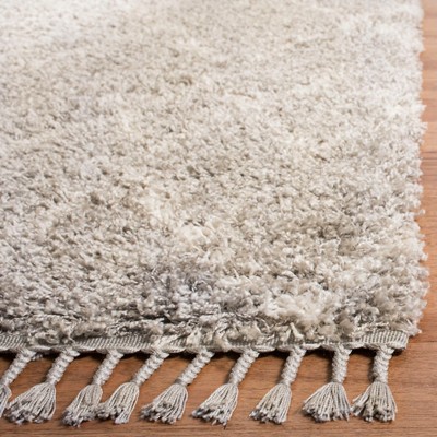 Luxurious Gray Geometric Hand-Knotted Shag Area Rug 5' x 8'