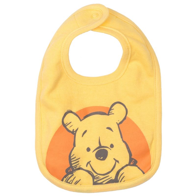Disney Winnie the Pooh Baby Bodysuit Pants Bib and Hat 4 Piece Outfit Set Newborn to Infant, 5 of 8