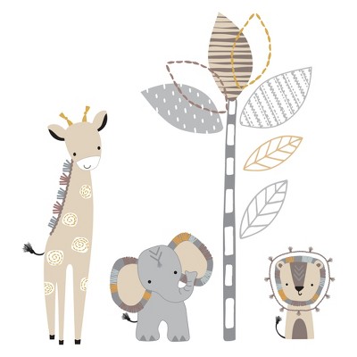 Lambs & Ivy Jungle Safari Gray/Tan Elephant/Giraffe Nursery Wall Decals/Stickers