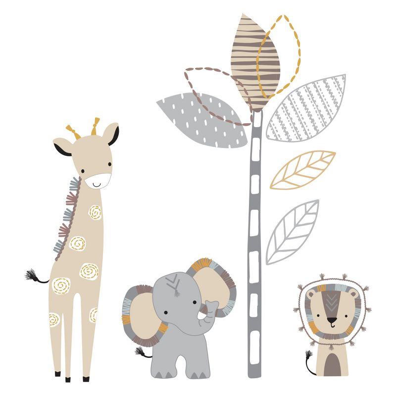 Lambs & Ivy Jungle Safari Gray/Tan Elephant/Giraffe Nursery Wall Decals/Stickers, 1 of 4