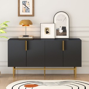 CENGHU Modern Elegant 4-door Buffet Cabinet, Storage Cabinet Sideboard with Gold Metal Handle, for Dining Room, Living Room, Bedroom, Hallway - 1 of 4