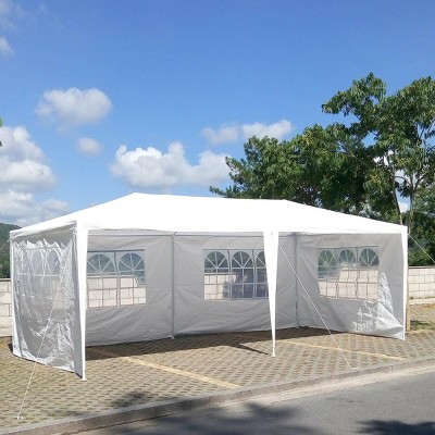 Outdoor 10×20 FT Gazebo, Wedding Party Canopy Tent with 6 Removable Sidewalls, Large Gazebo with Metal Frame and Stakes-Coolbibila