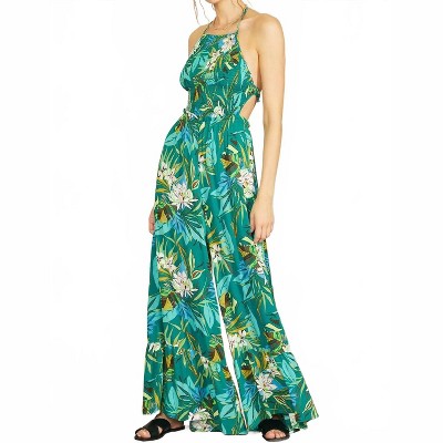 Women's Strappy Back Floral Printed Wide Leg Tube Jumpsuit - Illa Illa