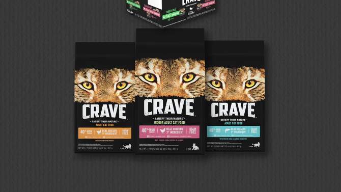Crave Grain Free Indoor with Chicken & Salmon Adult Dry Cat Food, 2 of 9, play video
