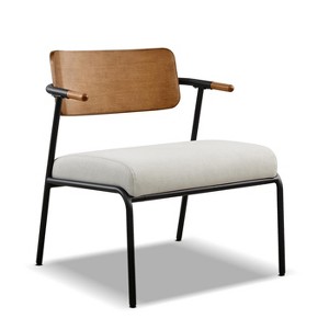 Jennifer Taylor Home Kelvin 25" Mixed Material Accent Arm Chair, Cream White Upholstery & Black Metal - 1 of 4