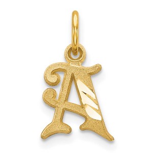 Black Bow Jewelry 14k Yellow Gold, Isabelle Collection, Mini Letter A Initial Charm - 1 of 4