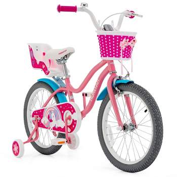 Honeyjoy 18 Inches Kids Bicycle with Training Wheels & Basket for Boys & Girls Age 5-9 Years