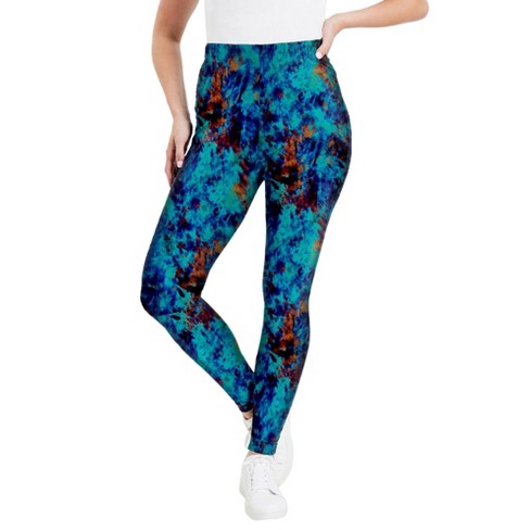 June + Vie By Roaman's Women's Plus Size Classic Ankle Legging, 22/24 -  Blue Soft Tie Dye : Target