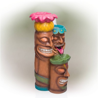 Colorful Tiki Head Polyresin Outdoor Fountain with LED Lights