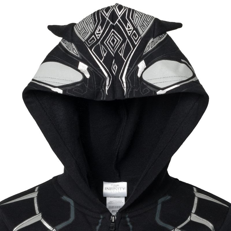 Marvel Avengers Black Panther Cosplay Fleece Zip Up Pullover Hoodie Toddler to Little Kid , 4 of 8