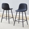 Vynxaria Modern Black PU Bar Chairs Set of 2 - 2 of 4