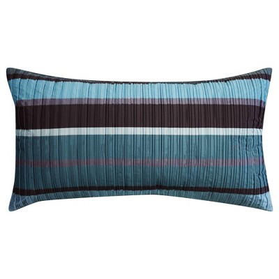 Jazzy Stripes Satin Lumbar Throw Pillow Dark Blue - Edie @ Home