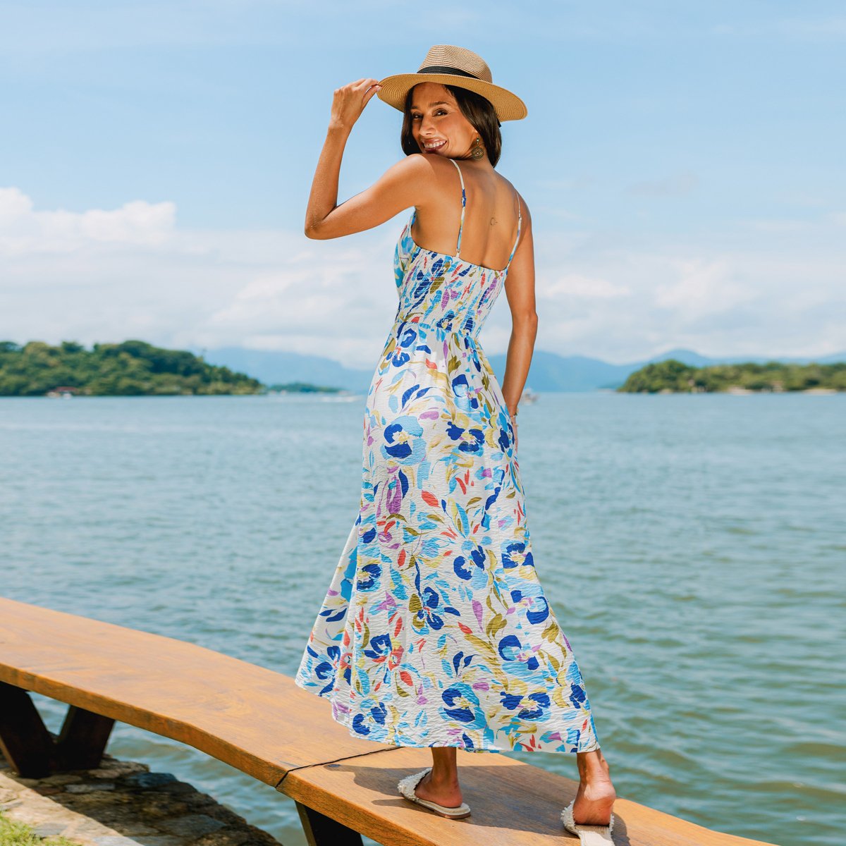 Женские платья Cupshe Women's Vibrant Floral Print Maxi Beach Dress-M-Multicolored — фото 4