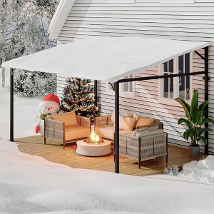 Gazebo for Patio,Large Wall Mounted Gazebos Pergola with Metal Frame, Hard Top Lean to Pergola, Outdoor Patio Lean to Metal Awnings Gazebos - 1 of 4