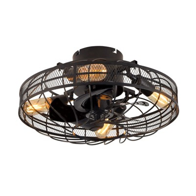 YIYIBYUS 20In Black Metal Caged Ceiling Fan with Remote Control