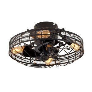 YIYIBYUS 20In Black Metal Caged Ceiling Fan with Remote Control - 1 of 4