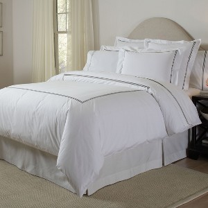 Pointehaven 300 Thread Count Percale 100% Long Staple Cotton Double Satin Stitch Oversized Duvet Set - 1 of 4