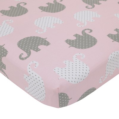 Pink and Gray Elephant Cotton Toddler Comforter Set