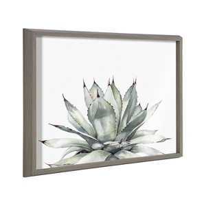Kate and Laurel Blake Parrys Agave Framed Printed Glass by Emily Marie Watercolors, 18x24, Gray - 1 of 4