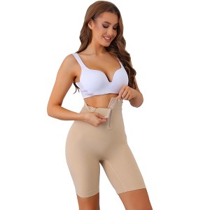 Allegra K Women's Flatten Tummy High Waist Control Panties Butt Lifter Thigh Slimmers with Hooks Closure - 1 of 4