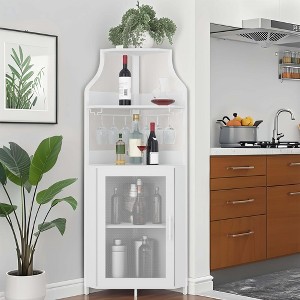 ODK Corner Bar Cabinet with Space-Saving Design, Corner Wine Rack with Detachable Wine Rack＆ Glass Holder,Versatile Storage Options - 1 of 4