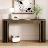 Modern Oval Console Table with Oak Veneer and Fan-Shaped Legs,MDF Entryway Table with 2 Drawers for Living Room or Hallway-Cuddlewood - 2 of 4