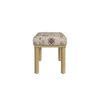 Oslo Cream Upholstered Bench with Natural Wood Legs