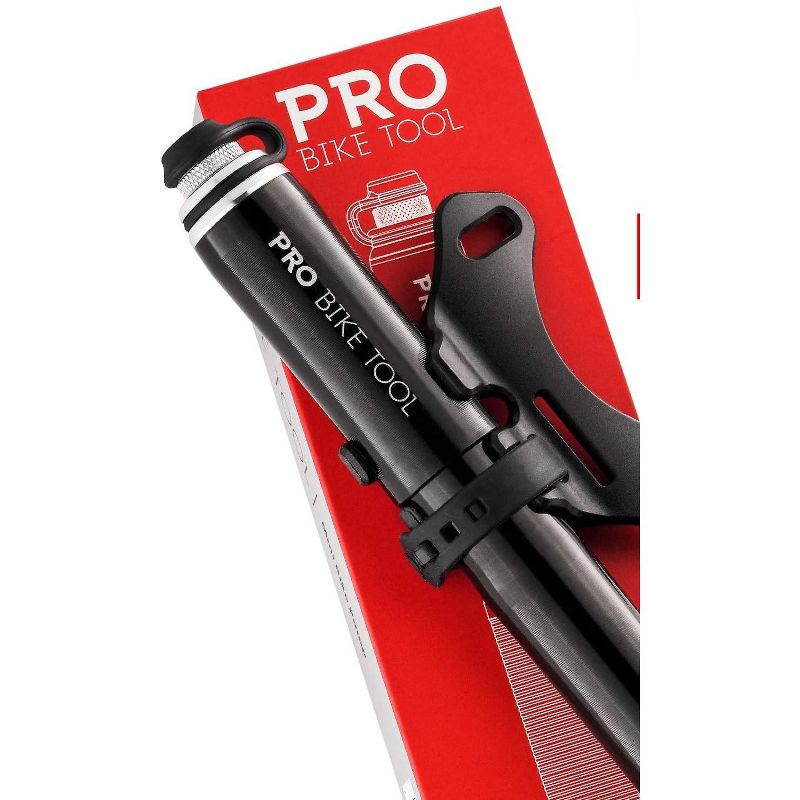 PRO BIKE TOOL 7.3" x 0.98" 100 PSI / 6.9 Bar Mini Bike Pump Classic Fits Presta & Schrader Valves, Black, 5 of 6