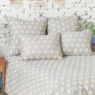 Liam Ochre and Gray Cotton Standard Sham