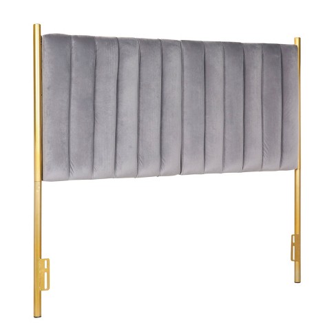 Queen Chloe Contemporary And Glam Headboard Gold Gray Velvet Lumisource Target