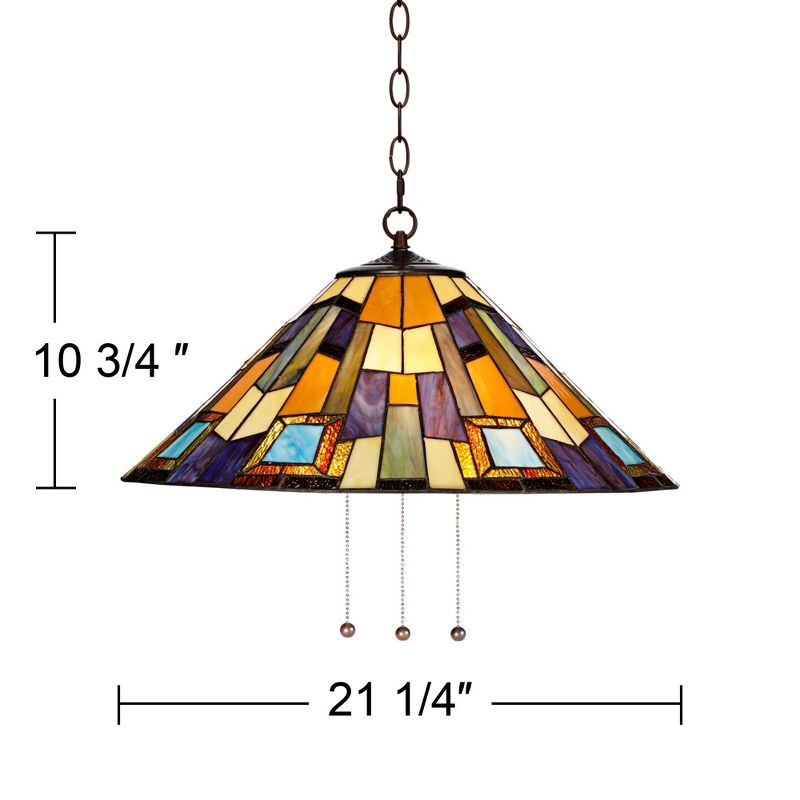 Robert Louis Tiffany Bronze Plug In Swag Pendant Chandelier 21 1/4" Wide Tiffany Style Art Glass Fixture for Dining Room House (Colors May Vary), 4 of 10