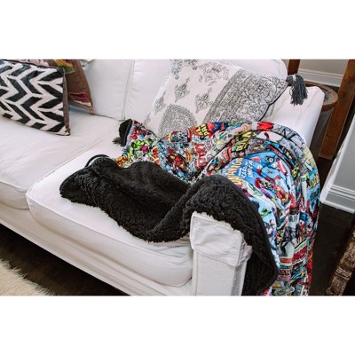 Marvel Comics Oversized Fleece Sherpa Throw Blanket 54 x 72 Inches