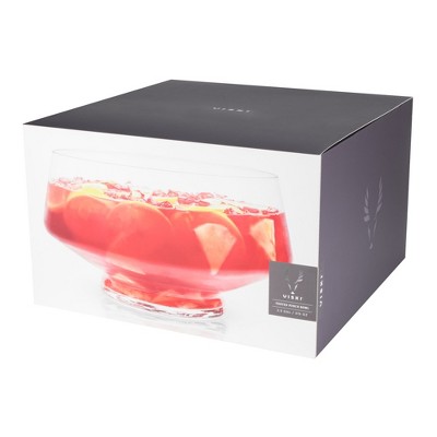 Clear Glass Footed Punch Bowl with Angled Design, 2.5 Gallons