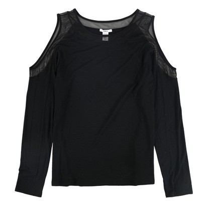 bar III Womens Cold-Shoulder Illusion Knit Blouse