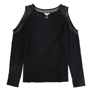 bar III Womens Cold-Shoulder Illusion Knit Blouse - 1 of 2