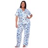 Women's Plus Size Short Sleeve Top and Pants Pajama Set - White Mark - 2 of 4