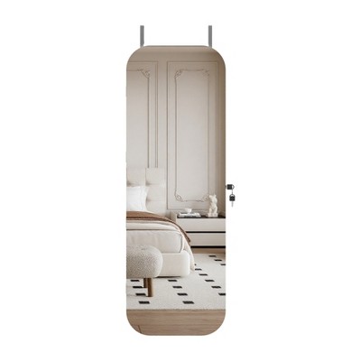 Dolonm Standing Jewelry Cabinet with Full-Length Mirror, Lockable Storage
