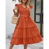 Women's Summer V Neck Smocked Maxi Dress Puff Sleeve Pregnancy Baby Shower Photoshoot Dress - 4 of 4