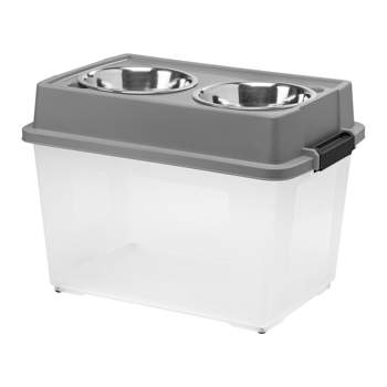 IRIS USA Elevated Dog Food Bowl with Airtight Pet Food Storage Container