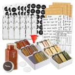 Talented Kitchen Spice Drawer Organizer with Jars and Labels with 18 Empty 4-oz Bottles, 416 Seasoning Labels, 2 Pcs 3-Tier Drawer Trays, 5.9 x 15 In