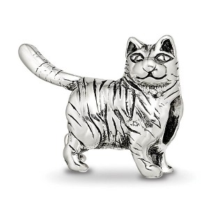 Black Bow Jewelry Sterling Silver American Shorthair Cat Bead Charm - 1 of 4