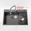 Cobbe Black 33" Multifunctional Drop-in Workstation Kitchen Sink, Stainless Steel Modern Single Bowl Kitchen Sink with Accessories - 3 of 4
