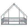 NicBex Twin Size Wooden Floor Bed, House Shaped Platform Bed Frame with Guardrail for Boy and Girl, Easy Assembly - 3 of 4