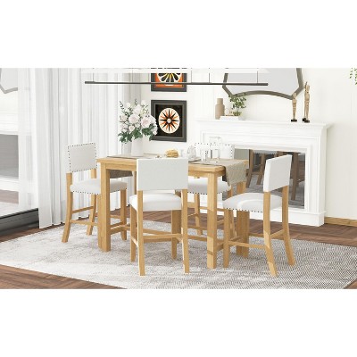 CENGHU 5-Piece Counter Height Dining Table Set for 4, Classic Elegant Kitchen Table and 4 Chairs, for Dining Room