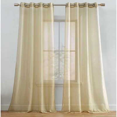 Home Mart Goods Gold Sheer Window Grommet Curtain Set 84" Inches Long ( 2 Panels)