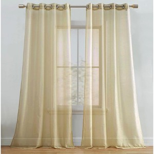 Home Mart Goods Gold Sheer Window Grommet Curtain Set 84" Inches Long ( 2 Panels) - 1 of 4