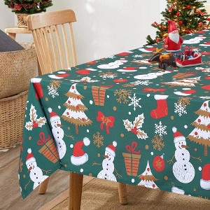 Christmas Tablecloth Washable Velvet Table Cloth, 55" x 80" Green - 1 of 4